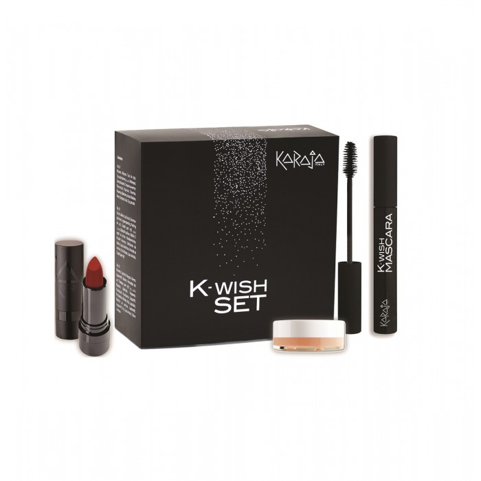 Комплект Karaja K-Wish - Спирала за мигли, Червило и Скраб за устни Cosmetice