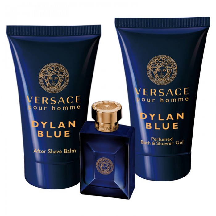 Mini set pentru bărbați Versace Dylan Blue - Apă de toaletă 5 ml + Balsam după ras 25 ml + Gel de duș 25 ml Parfumuri
