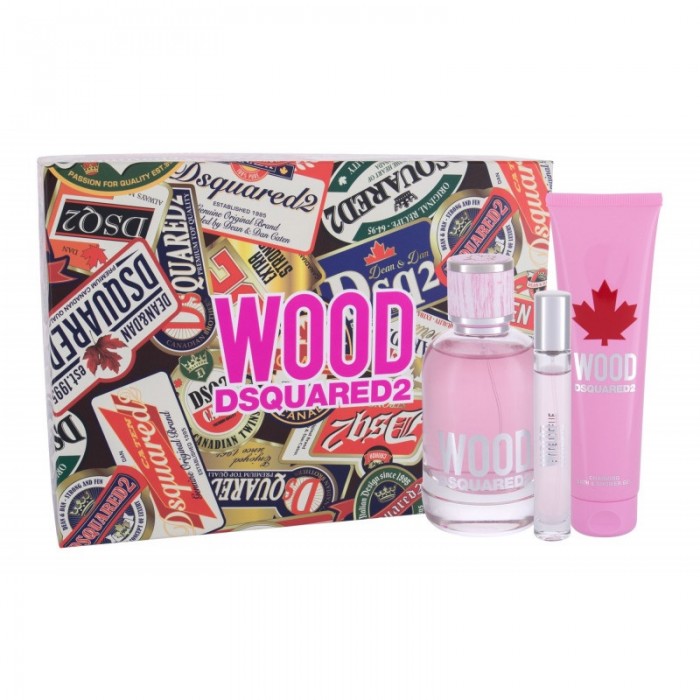 Set pentru femei DsQuared WOOD - Apă de toaletă 100 ml + 10 ml + Gel de duș 150 ml Parfumuri