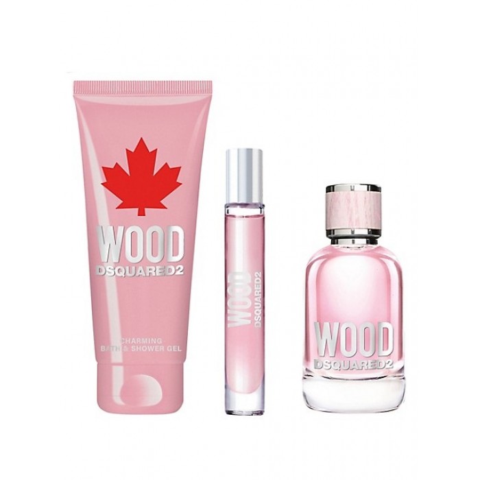 Set pentru femei DsQuared WOOD - Apă de toaletă 100 ml + 10 ml + Gel de duș 150 ml Parfumuri