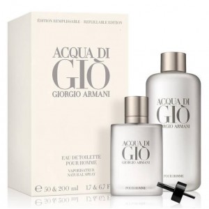 Set pentru bărbați Giorgio Armani Acqua Di Gio - Apă de toaletă pentru bărbați EDT 50 ml reîncărcabilă + 200 ml reîncărcare