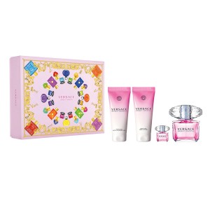 Set pentru femei Versace Bright Crystal - Apă de toaletă 90 ml + 5 ml + Loțiune de corp 100 ml + Gel de duș 100 ml