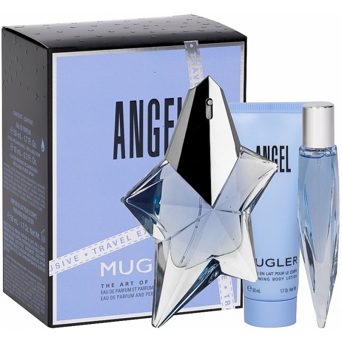 Set pentru femei Thierry Mugler ANGEL Reffilable - Eau de Parfum 50 ml + Mini 10 ml + Loțiune de corp 50 ml Parfumuri