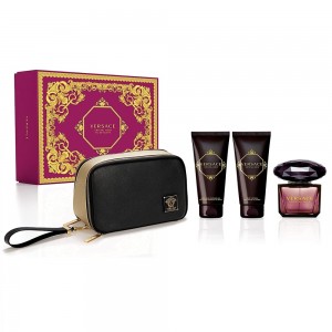 Set pentru femei Versace Crystal Noir - Apă de toaletă 90 ml + Loțiune de corp 100 ml + Gel de duș 100 ml + Trusă de transport