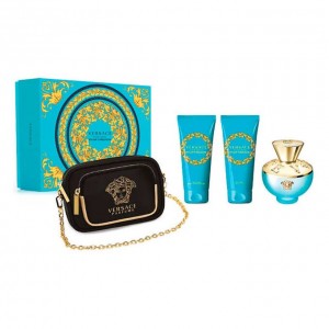 Set pentru femei Versace Dylan Turquoise - Apă de toaletă 100 ml + Loțiune de corp 100 ml + Gel de duș 100 ml + Ambreiaj Set pentru femei Versace Dylan Turquoise - Apă de toaletă 100 ml + Loțiune de corp 100 ml + Gel de duș 100 ml + Ambreiaj