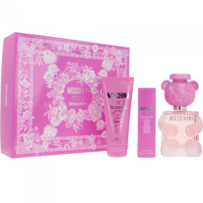 Set pentru femei Moschino Toy 2 Bubble Gum - Apă de parfum 100 ml + Lotiune pentru corp 100 ml + Apă de parfum mini 10 ml Preț pentru Eau de Toilette femei 100ml + 100ml + 10ml