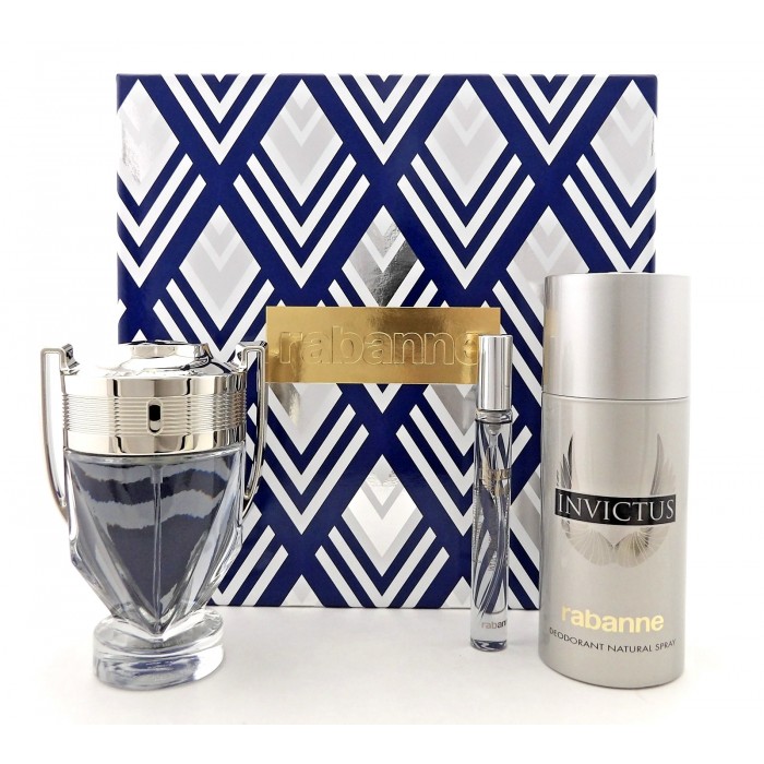 Set pentru bărbați Paco Rabanne Invictus - Apă de toaletă pentru bărbați 100 ml + Mini 10 ml + Deodorant DEO 150 ml Parfumuri