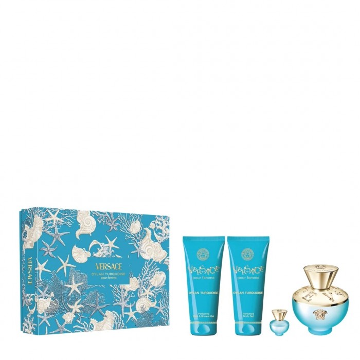 Preț pentru Set pentru femei Versace Dylan Turquoise - Eau de Toilette 100 ml + 5 ml + Gel de corp 100 ml + Gel de duș 100 ml