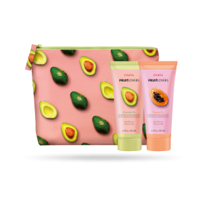 Set Pupa Fruit Lovers Mix - Gel de duș pentru femei Papaya, 200 ml + Gel de duș Avocado, 200 ml + Trusă de cosmetice