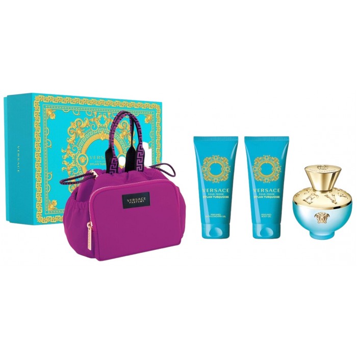 Set pentru femei Versace Dylan Turquoise - Eau de Toilette 100 ml + Loțiune de corp 100 ml + Gel de duș 100 ml + Geantă Preț pentru Set pentru femei Versace Dylan Turquoise - Eau de Toilette 100 ml + Loțiune de corp 100 ml + Gel de duș 100 ml + Geantă