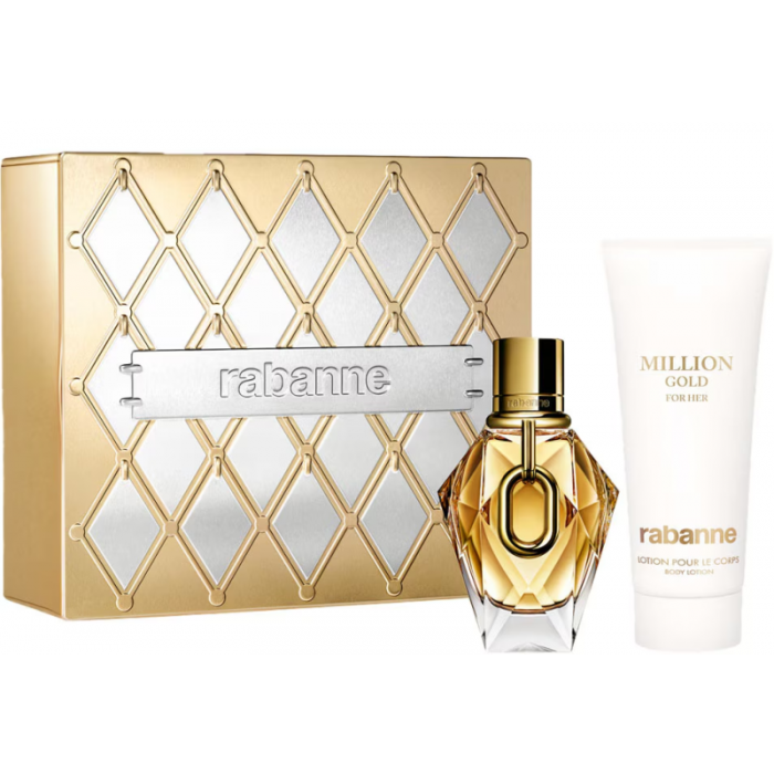 Set pentru femei Paco Rabanne Million Gold for Her - Eau de Parfum 50 ml + Loțiune de corp 100 ml Preț pentru Set pentru femei Paco Rabanne Million Gold for Her - Eau de Parfum 50 ml + Loțiune de corp 100 ml