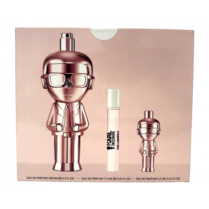 Preț pentru Set pentru femei Karl Lagerfeld Ikonik - Apă de parfum 100 ml + Mini Apă de parfum 7.5 ml + Mini Apă de parfum 4.5 ml