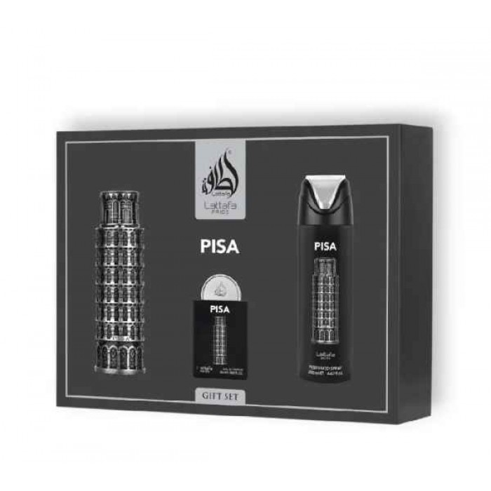 Preț pentru Set pentru bărbați Lattafa Pride Pisa - Apă de parfum 100 ml + Deodorant spray 200 ml + Apă de parfum 20 ml