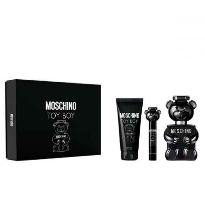 Set pentru bărbați Moschino Toy Boy - Apă de parfum 100 ml + Gel de duș 100 ml + Mini Apă de parfum 10 ml (set trio) Preț pentru Set pentru bărbați Moschino Toy Boy - Apă de parfum 100 ml + Gel de duș 100 ml + Mini Apă de parfum 10 ml (set trio)