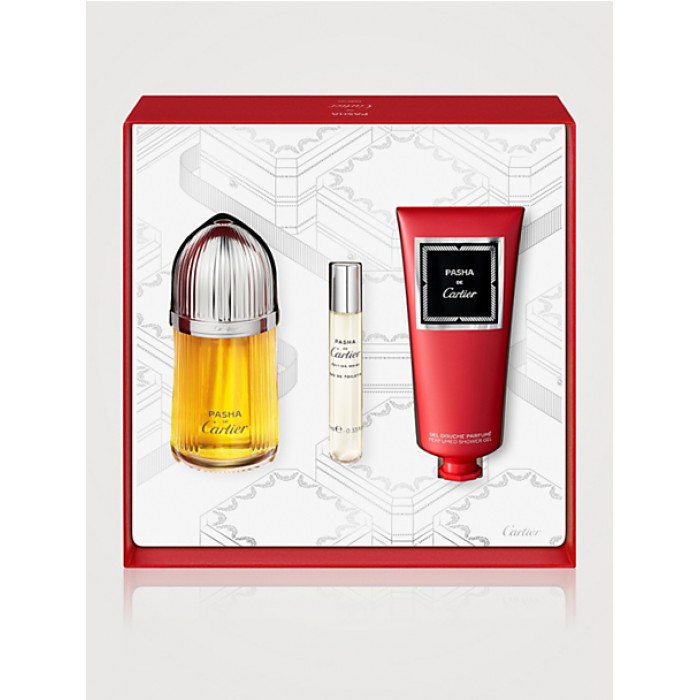 Set pentru bărbați Cartier Pasha - Parfum 100 ml + Gel de duș 100 ml + Mini Apă de toaletă 10 ml