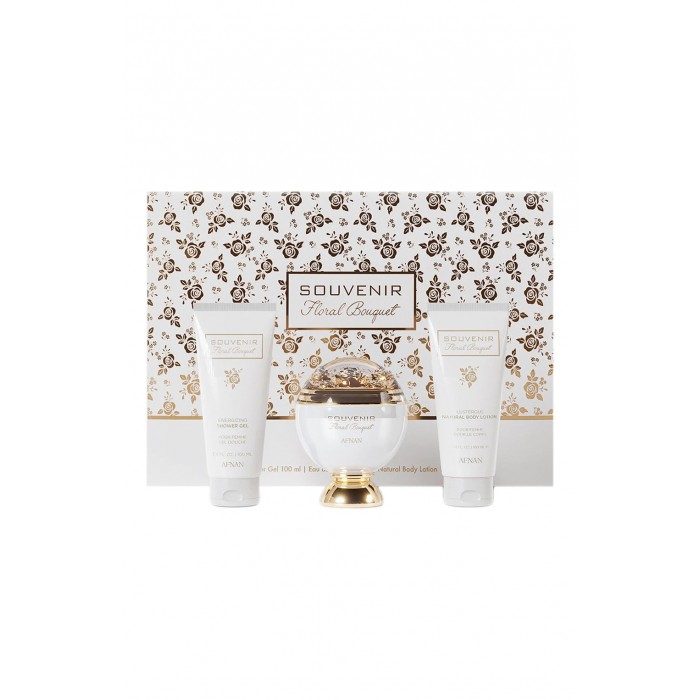 Afnan Souvenir Floral Bouquet Set cadou Preț pentru Eau de Parfum femei 100ml + Losion pentru corp 100ml + Gel de duș 100ml