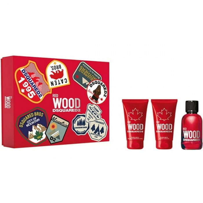 Set pentru femei DsQuared Red Wood - Eau de Toilette 50 ml + Loțiune pentru corp 50 ml + Gel de duș 50 ml