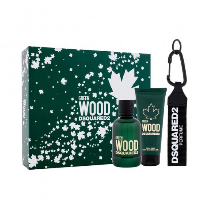 DsQuared Green Wood Set cadou Preț pentru Eau de Toilette bărbați 100ml + Gel de duș 100ml + Breloc