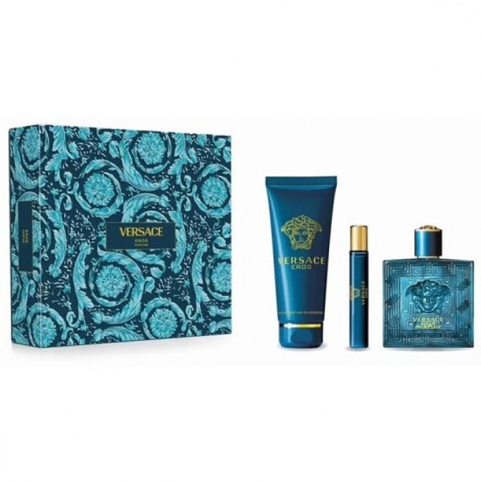 Versace Eros Set cadou Preț pentru Parfum bărbați 100ml + 5ml + Gel de duș 150ml