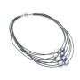 Eliza - Colier cu mai multe rânduri de perle și piele A 11 - 12 mm 11786S Coliere cu perle