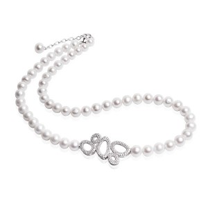Finel - Colier de perle cu zirconiu 6 - 6.5 mm L174-23 Finel - Colier de perle cu zirconiu 6 - 6.5 mm L174-23