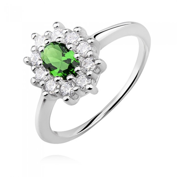 Agostina Green - Inel din argint cu zirconiu smarald Z1099A-G Bijuterii din argint