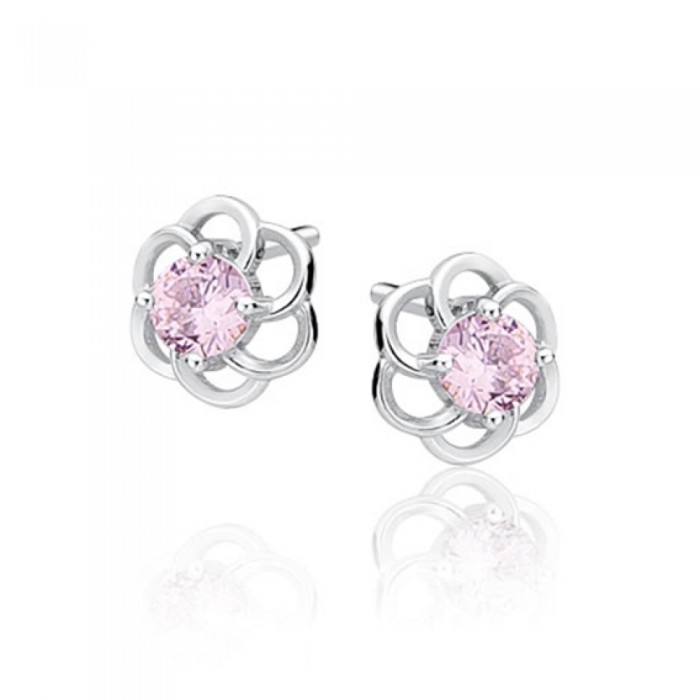 Flower Pink - Cercei din argint Floare cu zirconiu cubic roz Z1621E-LP Toți cerceii