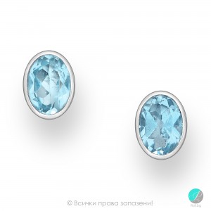 Emmanuelle - Cercei din argint oval cu topaz albastru natural 8837853Bt