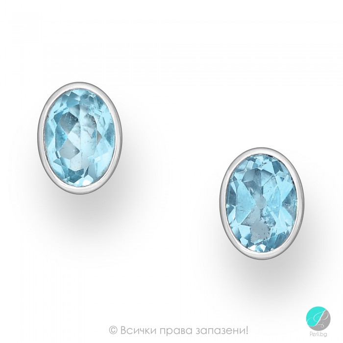 Emmanuelle - Cercei din argint oval cu topaz albastru natural 8837853Bt Pietre naturale