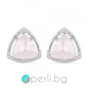 Anabelle Rose Quartz - Cercei din argint cu cuarț roz natural 5,48 ct și zirconiu E016161Rq