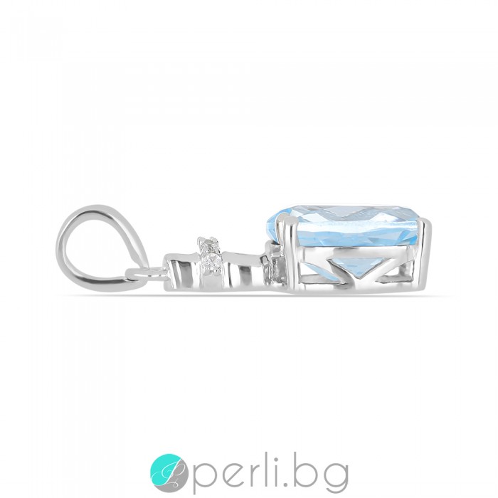 Aura invisible Sky Blue Topaz - Pandantiv din argint cu topaz albastru natural 5,57 ct și zirconiu P014176Bt Pietre naturale