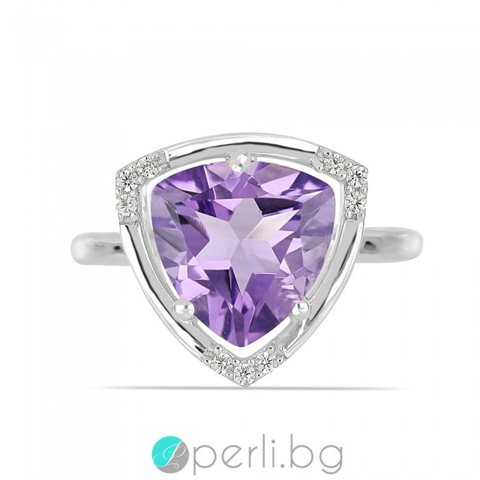 Liliac brazilian - Inel din argint cu ametist brazilian natural 2,58 ct R016161A Pietre naturale