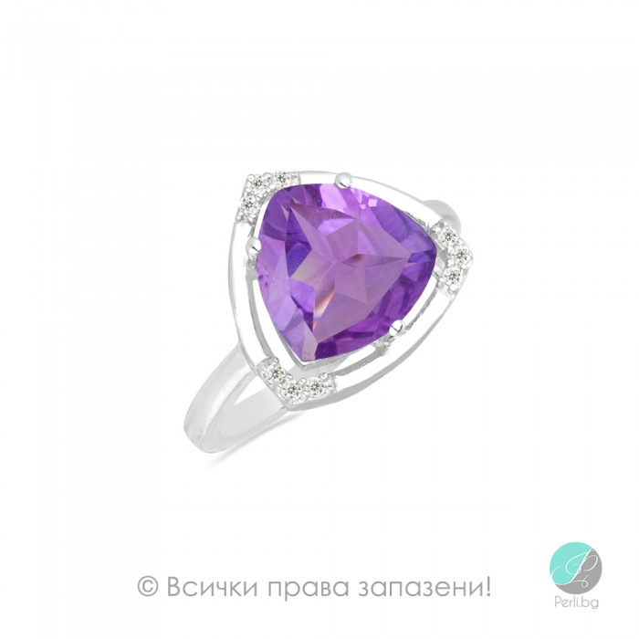 Liliac brazilian - Inel din argint cu ametist brazilian natural 2,58 ct R016161A Pietre naturale