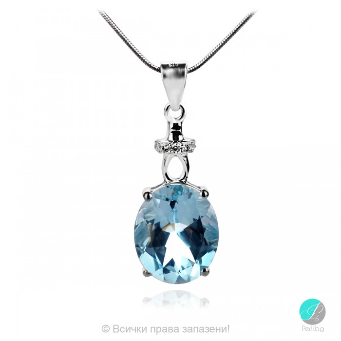 Aura invisible Sky Blue Topaz - Pandantiv din argint cu topaz albastru natural 5,57 ct și zirconiu P014176Bt Pietre naturale
