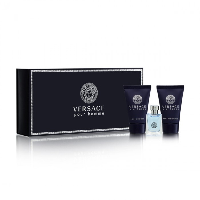 Mini set pentru bărbați Versace Pour Homme - Apă de toaletă 5 ml + Balsam pentru bărbierit ASB 25 ml + Gel de duș SG 25 ml Parfumuri