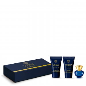 Mini set pentru femei Versace Dylan Blue - Eau de Parfum 5 ml + Loțiune de corp BL 25 ml + Gel de duș SG 25 ml Mini set pentru femei Versace Dylan Blue - Eau de Parfum 5 ml + Loțiune de corp BL 25 ml + Gel de duș SG 25 ml