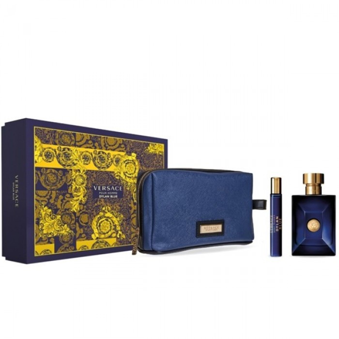 Set pentru bărbați Versace DYLAN BLUE - Eau de Toilette 100 ml + Mini 10 ml + geantă de transport Parfumuri
