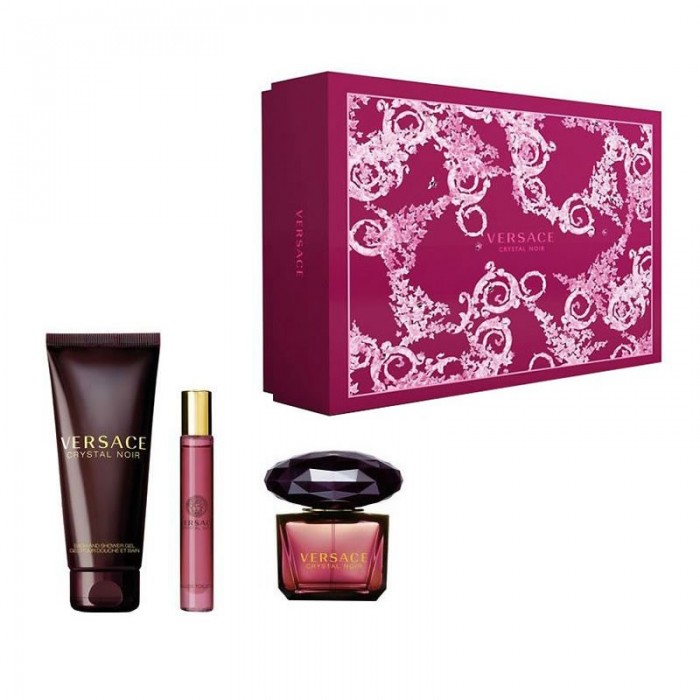 Set pentru femei Versace Crystal Noir - Eau de Toilette 90 ml + Gel de duș SG 150 ml + mini EDT 10 ml Parfumuri