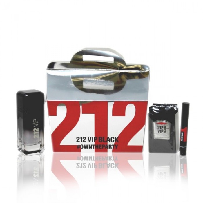 Set pentru bărbați Carolina Herrera 212 VIP Black - Eau de Parfum 100 ml + Mini 3 ml + Gel de duș SG 12 buc x 8 ml Parfumuri