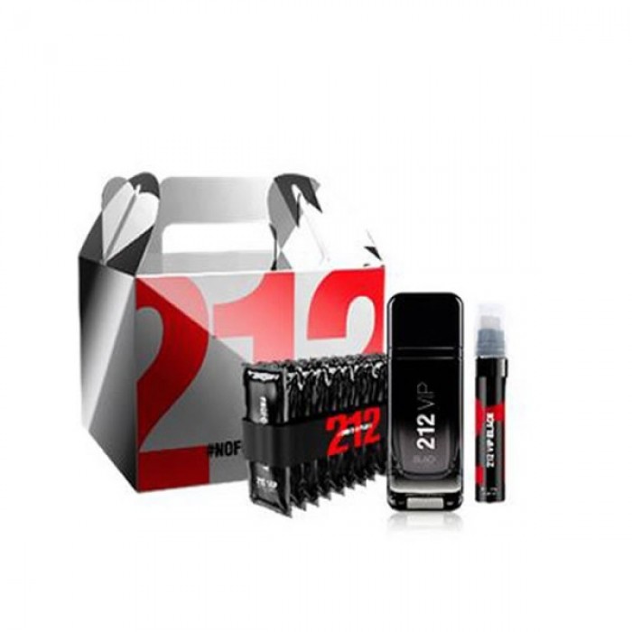 Set pentru bărbați Carolina Herrera 212 VIP Black - Eau de Parfum 100 ml + Mini 3 ml + Gel de duș SG 12 buc x 8 ml Parfumuri