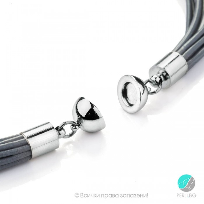 Eliza - Colier cu mai multe rânduri de perle și piele A 11 - 12 mm 11786S Coliere cu perle