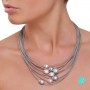 Eliza - Colier cu mai multe rânduri de perle și piele A 11 - 12 mm 11786S Coliere cu perle